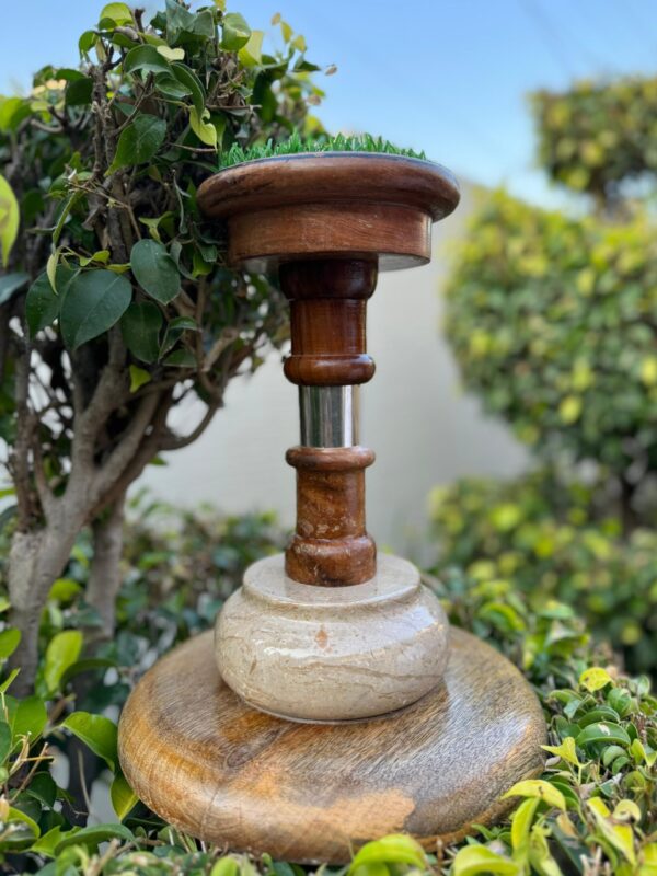 Wooden Falcon Stand with Double Marble - Image 2