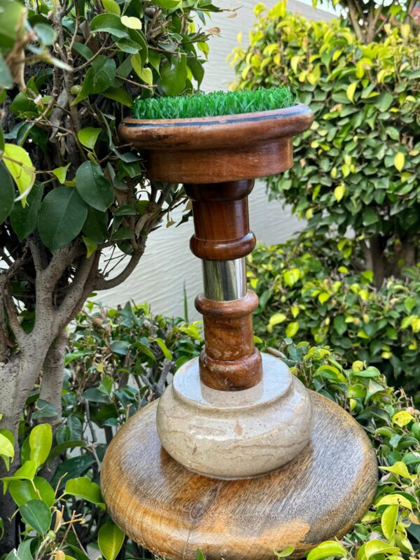 Wooden Falcon Stand with Double Marble - Image 5